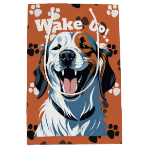 Weck auf!! Golden Retriever Pop Art von CallisC Mittlere Geschenktüte