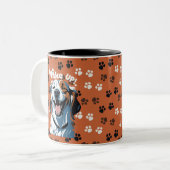 Weck auf!! Golden Retriever Pop Art von CallisC Zweifarbige Tasse (Vorderseite Links)