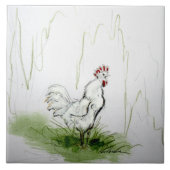 Weck auf !!! Rooster Crowiing Fliese (Vorderseite)