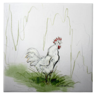 Weck auf !!! Rooster Crowiing Fliese