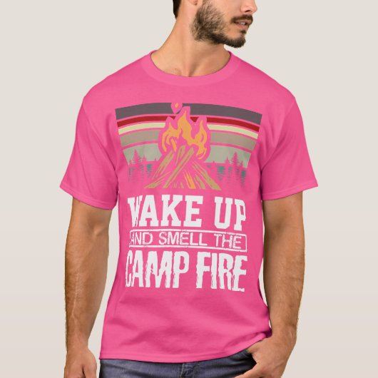 Weck auf und rieche den Campfire Retro Sunset Camp T-Shirt (Vorderseite)