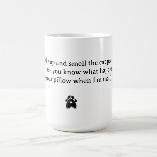 WECK AUF UND SCHMELLE DIE KATZE-PEE-Katzenliebhabe Kaffeetasse (Mittel)
