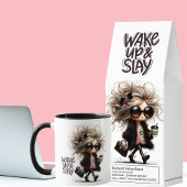 "Weck hoch und legen" Quirky Big Hairs Latte Girl Tasse