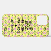 Weck hoch, Walk Dog...Happiness Yellow iPhone Case (Rückseite (Horizontal))