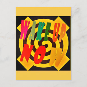 WECK JETZT SAND FARBIERT DESIGN MIT ROT SCHWARZ POSTKARTE