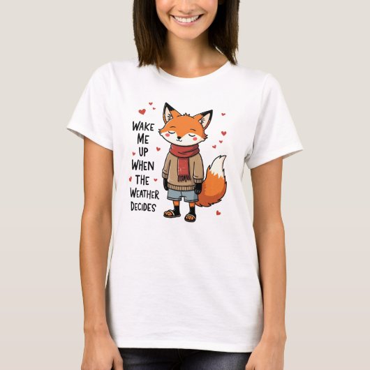 Weck mich hoch - Niedlicher Fuchs im Mixed Wetter T-Shirt (Vorderseite)