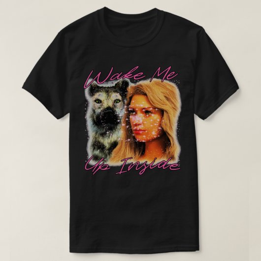 Weck mich in Hund und weiblichen Glitzer und rosa T-Shirt (Design vorne)