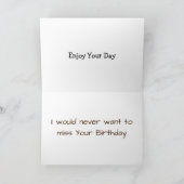 "WECK MICH Pünktlich auf" GEBURTSTAG GREETING Karte (Innenseite)