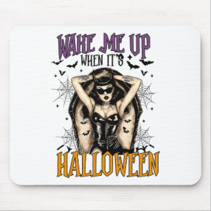 Weck mir auf, wenn es Halloween Funny Witch Hallow Mousepad