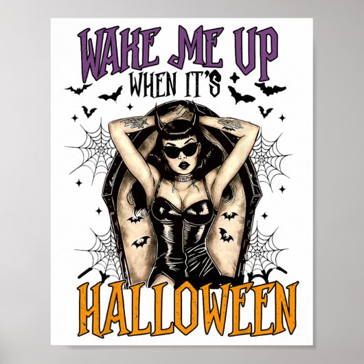 Weck mir auf, wenn es Halloween Funny Witch Hallow Poster (Vorne)