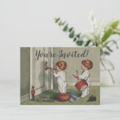 Weck seine niedliche Weihnachtsbilder Einladung (Stehend Vorderseite)