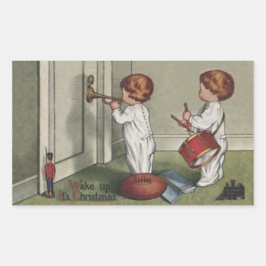 Weck seine niedliche Weihnachtsbilder Rechteckiger Aufkleber (Vorderseite)