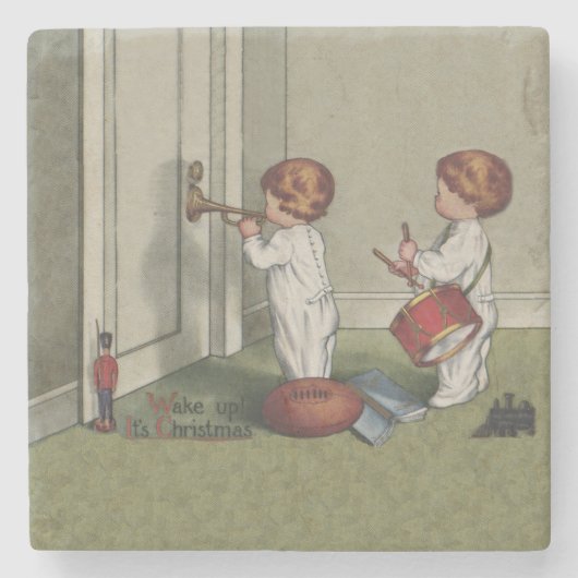 Weck seine niedliche Weihnachtsbilder Steinuntersetzer (Vorderseite)