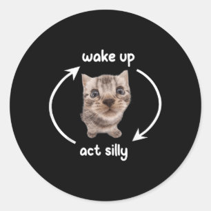 Weck-Up-Akt Alberne Katze _ Weck-Up-Akt Alberne Ka Runder Aufkleber