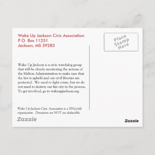 WECK UP JACKSON POSTKARTE (Rückseite)