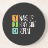 Weck-Up-Play-Golf Wiederholen Funny Golfer und Gol Getränkeuntersetzer (Vorne)