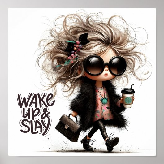 Weck-Up & Slay-Boss-Girl Motivierend Poster (Vorne)