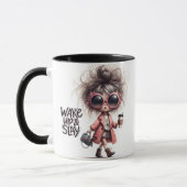 "Weck Up & Slay" Whimsical Latte Girl Boss Coffee Tasse (Links)