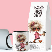 "Weck Up & Slay" Whimsical Latte Girl Coffee Tasse