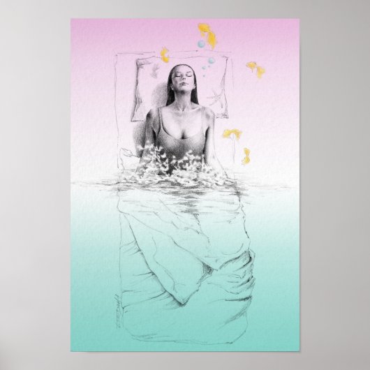 Weckend Frauen Schwimmen Pastellfarben Surreale Ku Poster (Vorne)