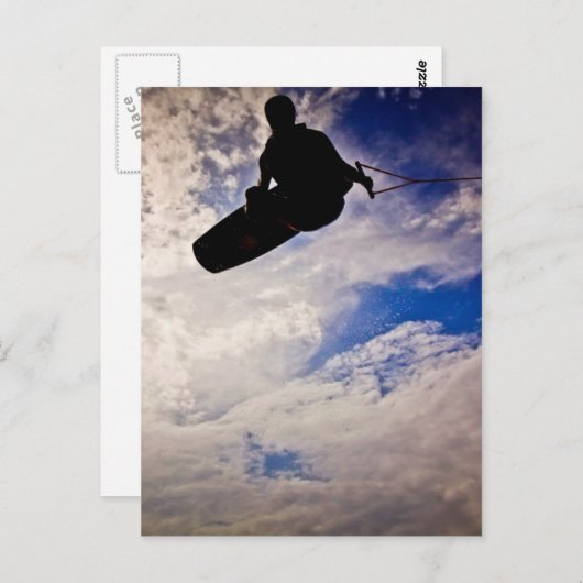 "Weckend Leben" Wakeboarder Invertierte Silhouette Postkarte (Vorne/Hinten)