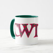 Wecker-Kaffee-Tasse Waliser Cwtch: Rotes grünes Tasse (Vorderseite Links)