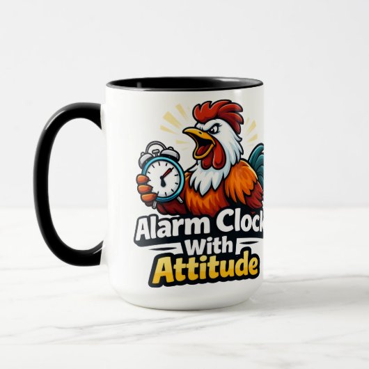 Wecker mit Einstellung, Roaster-Zitat. Tasse (Links)
