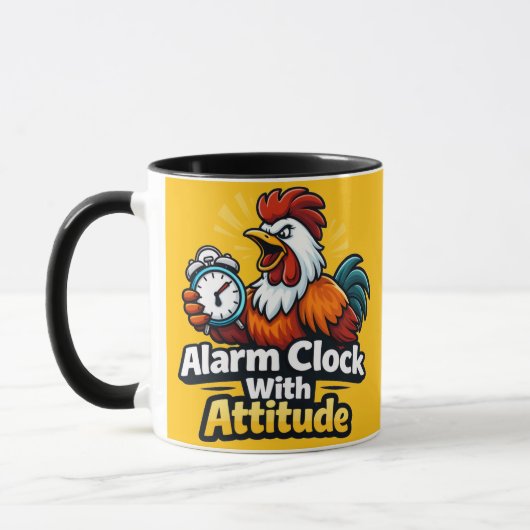 Wecker mit Einstellung, Roaster-Zitat. Tasse (Links)