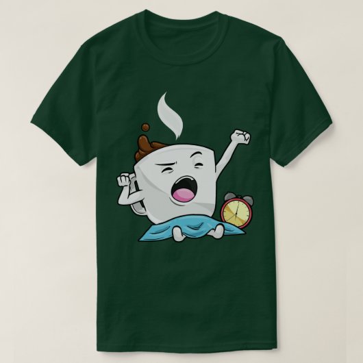 Wecker mit Kaffeetasse T-Shirt (Design vorne)