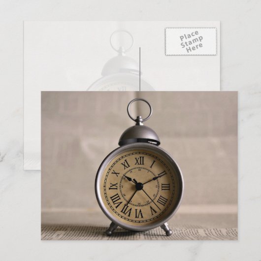 Wecker mit römischen Ziffern Postkarte (Vorne/Hinten)