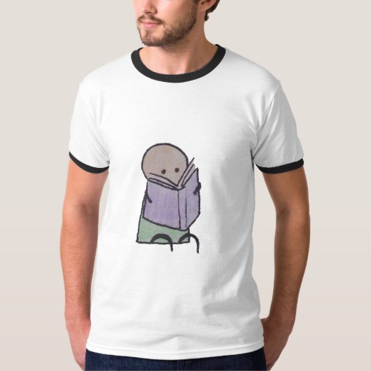 Wecker-T - Shirt der kleinen Bücherwurmmänner (Vorderseite)