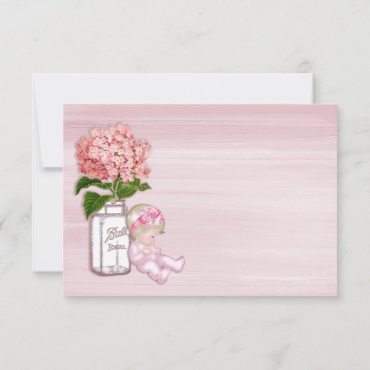 Weckglas, Baby, rosa Hydrangea danken Ihnen Dankeskarte (Rückseite)
