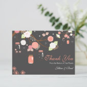Weckglas-Hochzeit danken Ihnen, Koralle und Grau Dankeskarte (Stehend Vorderseite)