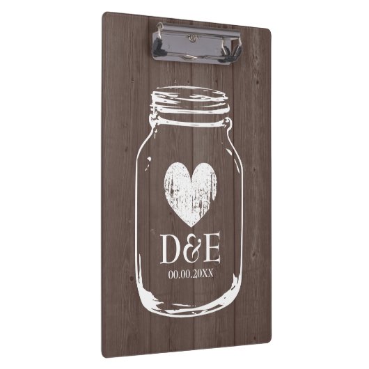 Weckglas-Hochzeitsklemmbrett des rustikalen Landes Klemmbrett (Rechts)