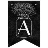 Weckglas mit Gänseblümchen auf Tafel-Hochzeit Wimpelkette (Erste Fahne)