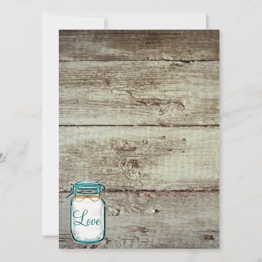 Weckglas-Scheunen-hölzerne rustikale Einladung (Rückseite)