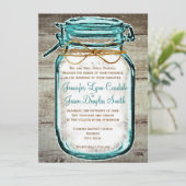 Weckglas-Scheunen-hölzerne rustikale Einladung (Stehend Vorderseite)