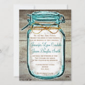 Weckglas-Scheunen-hölzerne rustikale Einladung (Vorderseite)