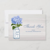 Weckglas u. blaues Hydrangea-Grau danken Ihnen Dankeskarte (Vorderseite)