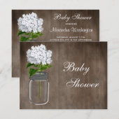 Weckglas-u. weißer Hydrangea-rustikale Babyparty Einladung (Vorne/Hinten)