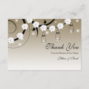 Weckglas und Leuchtkäfer danken Ihnen, - Gold zu Dankeskarte