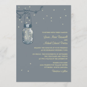 Weckglas und Leuchtkäfer, die Einladungen Wedding