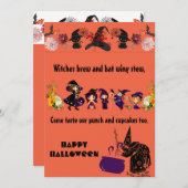 Weckte Hexenparade Cauldron Brew Black Cats Card Ankündigung (Vorne/Hinten)