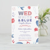WED White Blue Couples Dusche oder Engagement Part Einladung (Stehend Vorderseite)