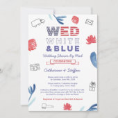 Wed White Blue Virtual Polterabend per Mail Einladung (Vorderseite)