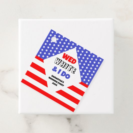 Wed, White & I Do Patriotic Wedding Event Geschenkanhänger (Beispiel)