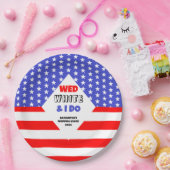 Wed, White & I Do Patriotic Wedding Event Pappteller (Party)