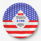 Wed, White & I Do Patriotic Wedding Event Pappteller (Vorderseite)
