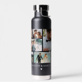 WEDD Bride & Groom Multi Foto Collage Moderne Trinkflasche (Links)