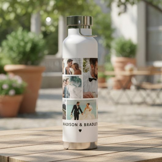 WEDD Bride & Groom Multi Foto Collage Moderne Trinkflasche